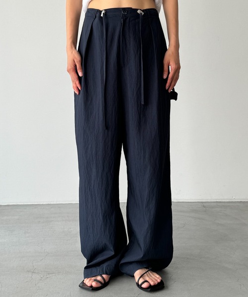 CANAL JEAN El mar コットンタックストレートパンツ　Lサイズ キャナルジーン CANAL JEAN El mar(エルマール) コットンタック