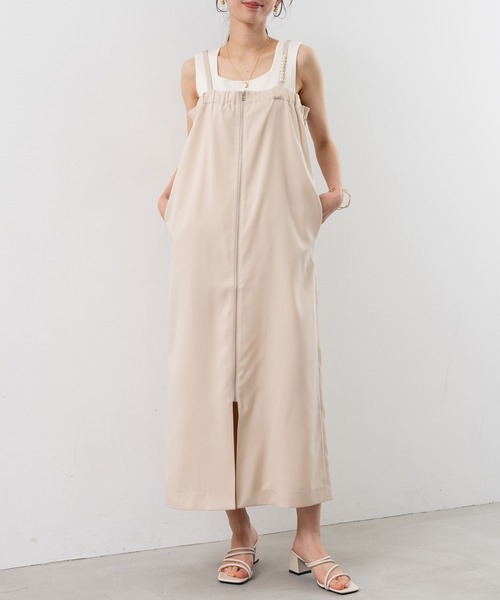 ANNA LUNA(アンナルナ)の「【ANNA LUNA】 シンプル に華やぐ パール付き ジップ キャミワンピース(ワンピース・レディース・ブラック/ベージュ・LARGE/MEDIUM)」の13枚目の写真