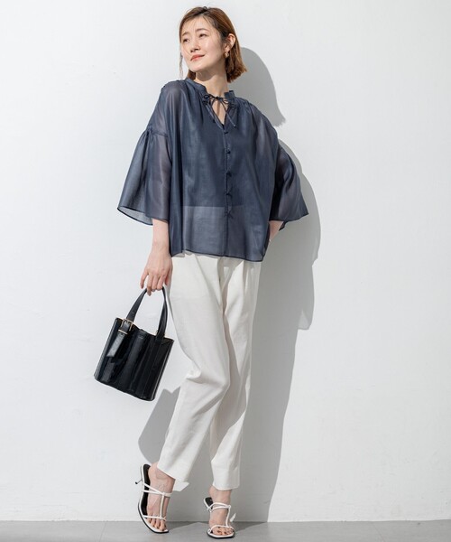 セール】【洗える】ソフトシアーフィルム ギャザー ブラウス（シャツ