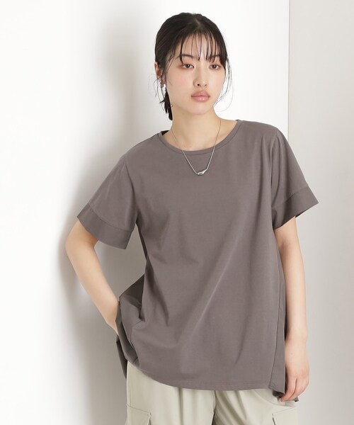 THE SHOP TK (ザ ショップ ティーケー )の「切替バックギャザーチュニック【洗濯機OK/接触冷感/UV】(チュニック・レディース・スミクロ/ブラック/オフホワイト・12/13)」の8枚目の写真