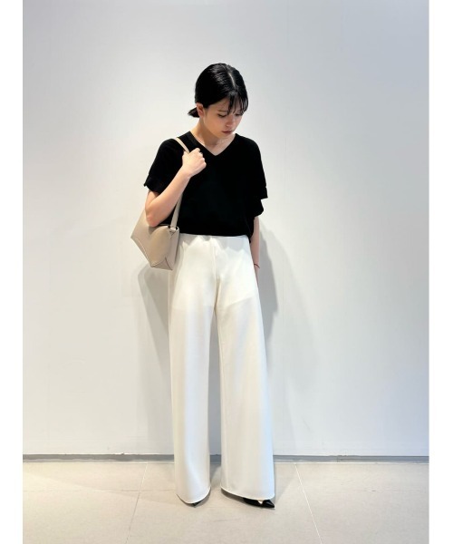 ESTNATION(エストネーション)の「ESTNATION / トリアセ バイヤス イージーパンツ(その他パンツ・レディース・ライトグリーン/アイボリー/ブラック・36)」の4枚目の写真