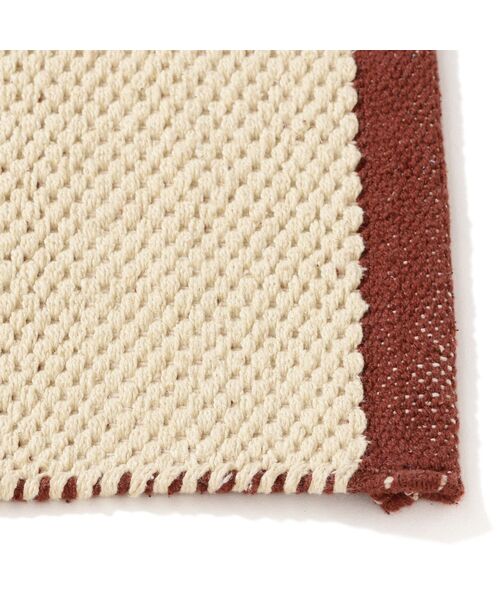 セール】ストライプ コットンラグ M 2000×1400 イエロー×ブラウン 床