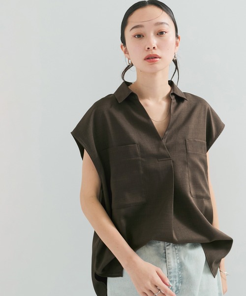 LE CERCLE par rope'（ルセルクルパーロペ）の「【セットアップ対応】フレンチスキッパーシャツ（シャツ/ブラウス・レディース・ブラウン系その他/キナリ・FREE）」の2枚目の写真