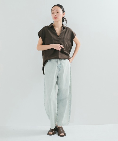 LE CERCLE par rope'（ルセルクルパーロペ）の「【セットアップ対応】フレンチスキッパーシャツ（シャツ/ブラウス・レディース・ブラウン系その他/キナリ・FREE）」の9枚目の写真