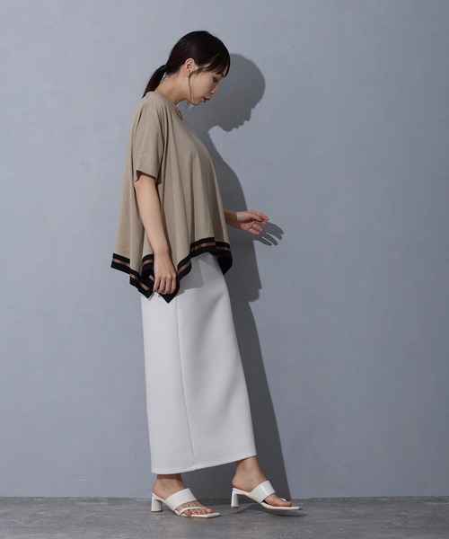 NICOLE white（ニコルホワイト）の「ハンカチヘムTシャツ（Tシャツ/カットソー・レディース・ベージュ/オフホワイト/ブラック/ブラウン/チャコール・FREE）」の7枚目の写真