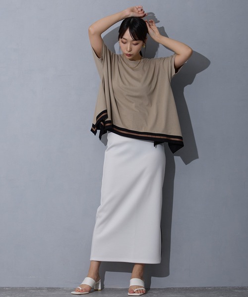 NICOLE white（ニコルホワイト）の「ハンカチヘムTシャツ（Tシャツ/カットソー・レディース・ベージュ/オフホワイト/ブラック/ブラウン/チャコール・FREE）」の8枚目の写真