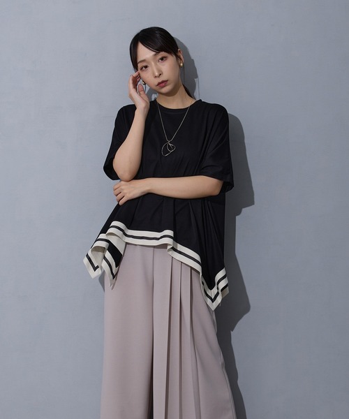 NICOLE white（ニコルホワイト）の「ハンカチヘムTシャツ（Tシャツ/カットソー・レディース・ベージュ/オフホワイト/ブラック/ブラウン/チャコール・FREE）」の13枚目の写真