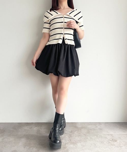 トップス aprs jour セール】ダブルジップオフショルトップス（ニット/セーター）｜apres