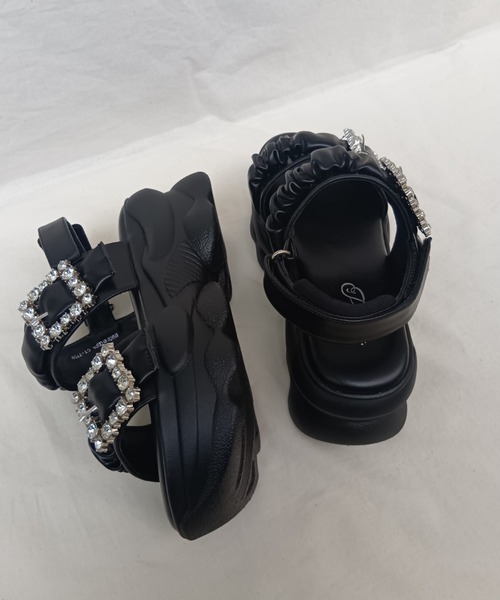 Parade（パレード）の「【厚底】ビジューバックルギャザーベルトスニーカーサンダル 7759（サンダル・レディース・ホワイト/ブラック・LL/S/M/L）」の7枚目の写真