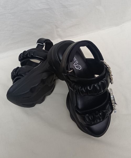 Parade（パレード）の「【厚底】ビジューバックルギャザーベルトスニーカーサンダル 7759（サンダル・レディース・ホワイト/ブラック・LL/S/M/L）」の6枚目の写真