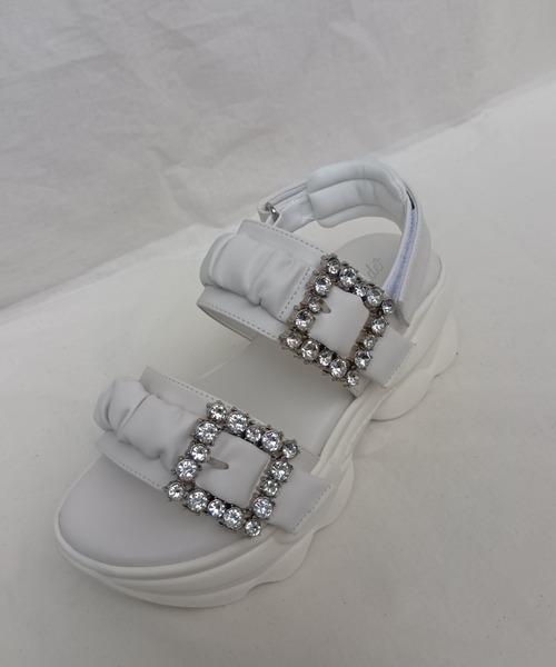 Parade（パレード）の「【厚底】ビジューバックルギャザーベルトスニーカーサンダル 7759（サンダル・レディース・ホワイト/ブラック・LL/S/M/L）」の5枚目の写真
