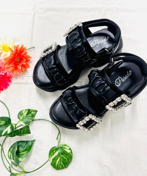 Parade（パレード）の「【厚底】ビジューバックルギャザーベルトスニーカーサンダル 7759（サンダル・レディース・ホワイト/ブラック・LL/S/M/L）」の10枚目の写真