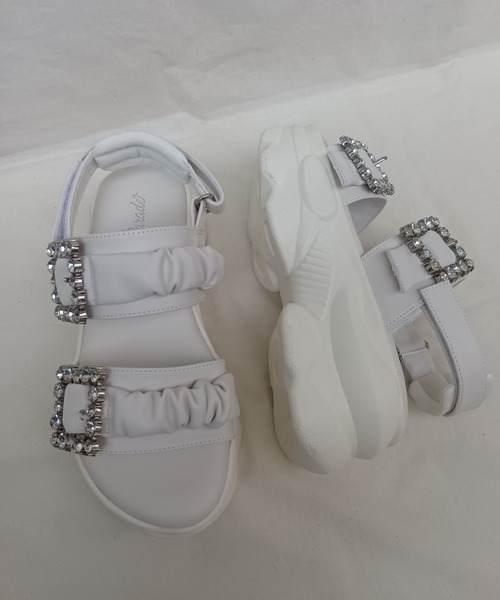 Parade（パレード）の「【厚底】ビジューバックルギャザーベルトスニーカーサンダル 7759（サンダル・レディース・ホワイト/ブラック・LL/S/M/L）」の13枚目の写真