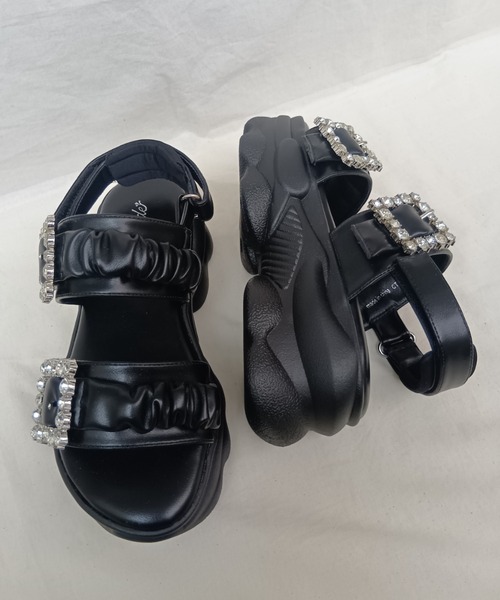 Parade（パレード）の「【厚底】ビジューバックルギャザーベルトスニーカーサンダル 7759（サンダル・レディース・ホワイト/ブラック・LL/S/M/L）」の12枚目の写真