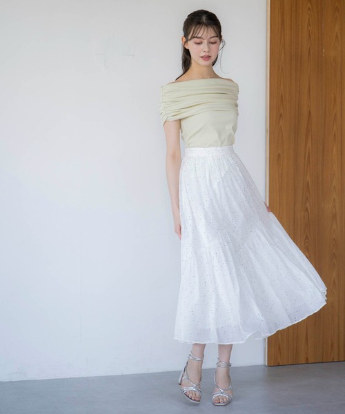 NOELA(ノエラ)の「ギャザー切り替えスカート(スカート・レディース・ベージュ/その他1/グリーン・フリー)」の18枚目の写真