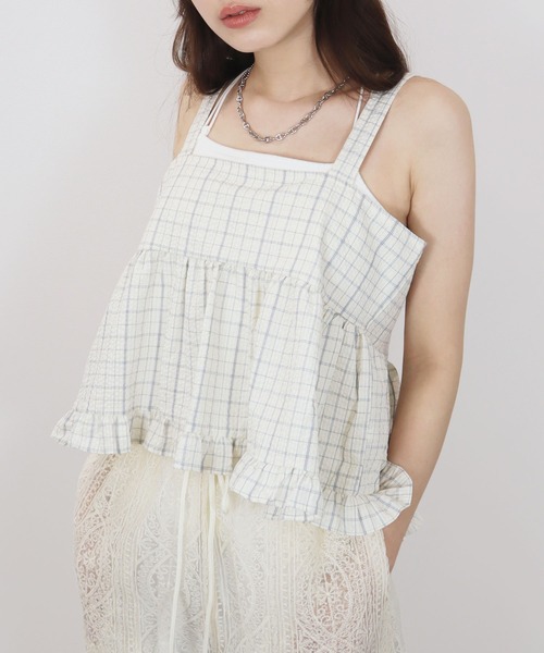 セール】【ZOZO限定】チェックペプラムキャミ／check peplum cami