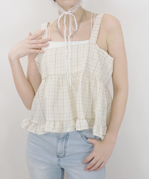セール】【ZOZO限定】チェックペプラムキャミ／check peplum cami