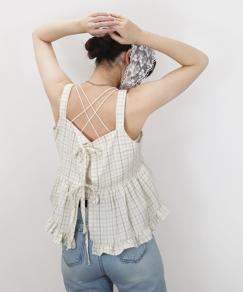 セール】【ZOZO限定】チェックペプラムキャミ／check peplum cami