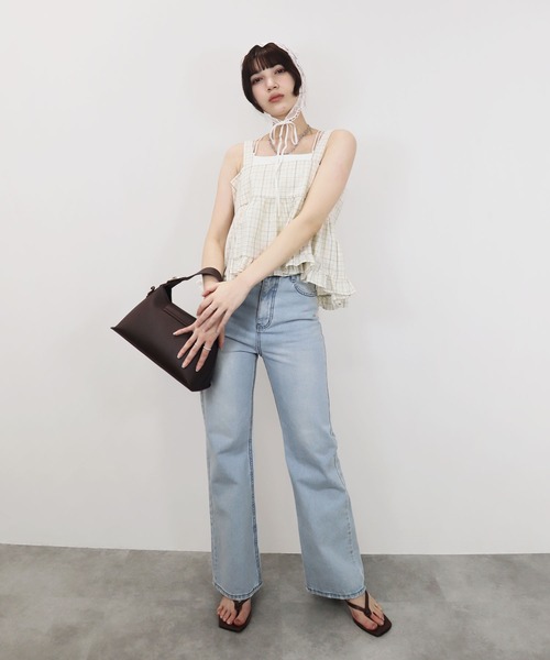 セール】【ZOZO限定】チェックペプラムキャミ／check peplum