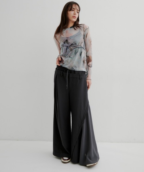 casane（カサネ）の「CASANE（カサネ）別注マーブルペイントロングスリーブカットソー（Tシャツ/カットソー・レディース・ライム/ベージュ・F）」の8枚目の写真