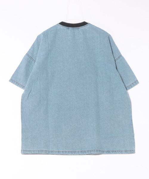 セール】ダメージデニム風ロゴパッチTシャツ（Tシャツ