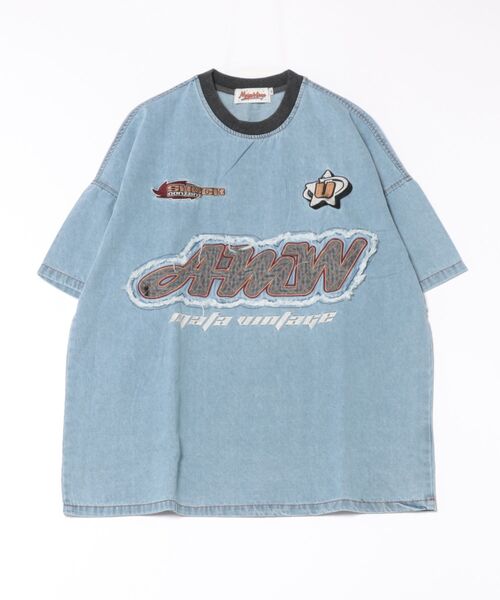 タクヤ スタイルブック Tシャツ ダメージデニム風ロゴパッチTシャツ(Tシャツ/カットソー