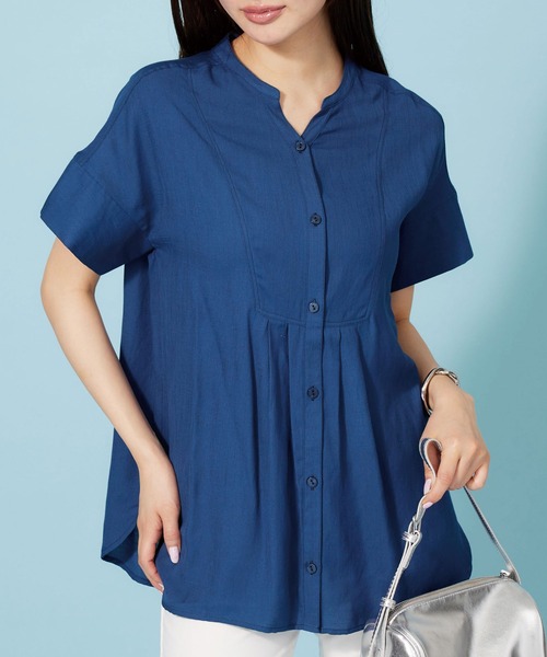 BELLUNA PLUS(ベルーナ)の「麻調素材タック使いシャツチュニック(シャツ/ブラウス・レディース・カーキ/ロイヤルブルー/イエロー・LARGE/X-LARGE/MEDIUM)」の16枚目の写真