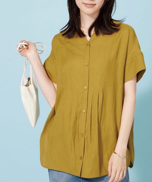 BELLUNA PLUS(ベルーナ)の「麻調素材タック使いシャツチュニック(シャツ/ブラウス・レディース・カーキ/ロイヤルブルー/イエロー・LARGE/X-LARGE/MEDIUM)」の20枚目の写真