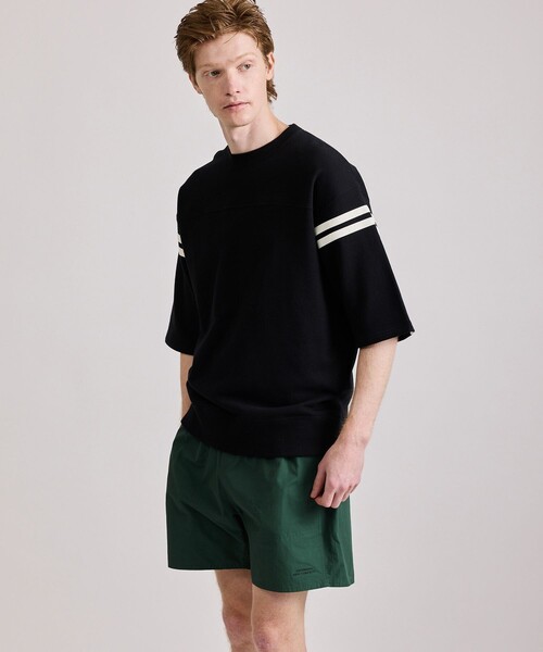 Saturdays NYC（サタデーズ ニューヨークシティ ）の「Striped Varsity 1/2 Sleeve Sweat（スウェット・メンズ・ダークグリーン/ブラック/ワイン・M/S/XL/L）」の2枚目の写真