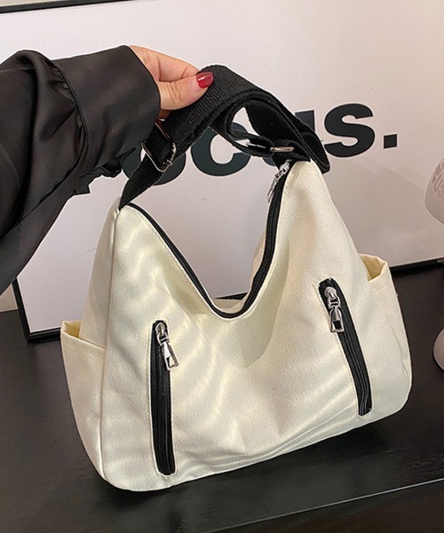 shoppinggo(ショッピングゴー)の「ショルダーバッグ キャンバスバッグ トートバッグ(ショルダーバッグ・レディース・ホワイト/レッド/ブラック・FREE)」の2枚目の写真