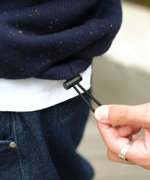 BROKEN BASE(ブロークンベース)の「ドローコードカラーネップニットポロ(ポロシャツ・メンズ・Black/Navy/アイボリー・MEDIUM/LARGE)」の8枚目の写真