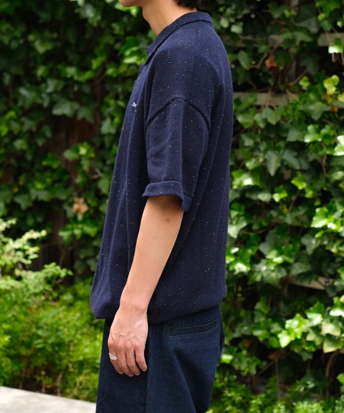 BROKEN BASE(ブロークンベース)の「ドローコードカラーネップニットポロ(ポロシャツ・メンズ・Black/Navy/アイボリー・MEDIUM/LARGE)」の5枚目の写真
