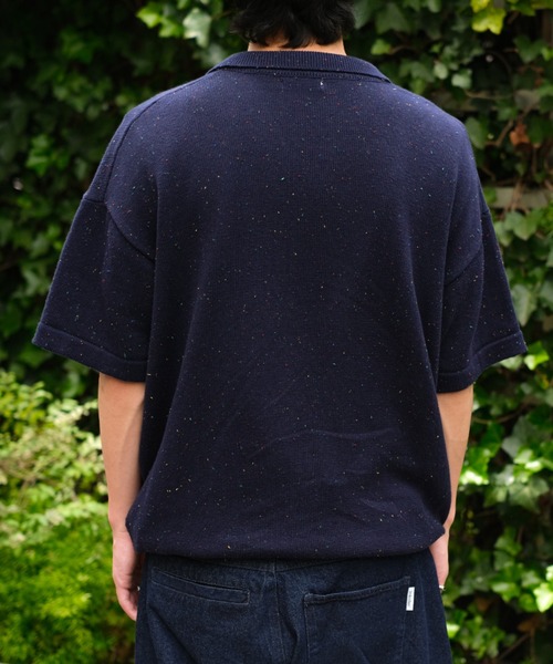 BROKEN BASE(ブロークンベース)の「ドローコードカラーネップニットポロ(ポロシャツ・メンズ・Black/Navy/アイボリー・MEDIUM/LARGE)」の6枚目の写真