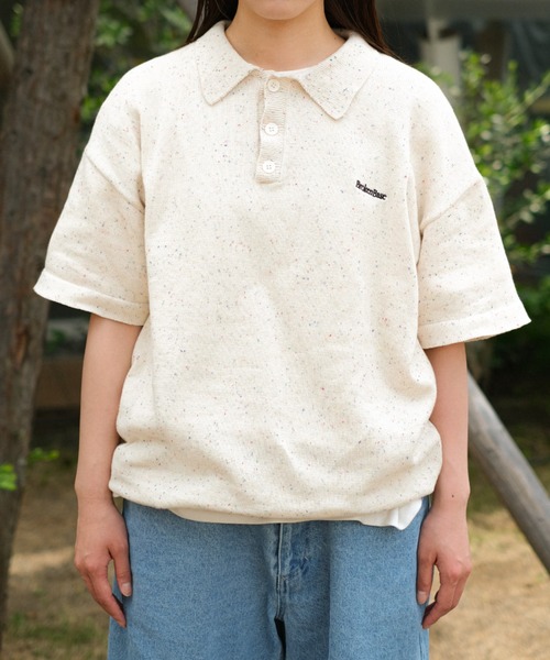 ドローコードカラーネップニットポロ（ポロシャツ）｜BROKEN BASE