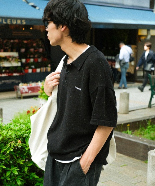 BROKEN BASE(ブロークンベース)の「ドローコードカラーネップニットポロ(ポロシャツ・メンズ・Black/Navy/アイボリー・MEDIUM/LARGE)」の12枚目の写真