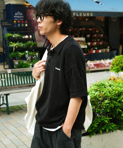 BROKEN BASE(ブロークンベース)の「ドローコードカラーネップニットポロ(ポロシャツ・メンズ・Black/Navy/アイボリー・MEDIUM/LARGE)」の11枚目の写真