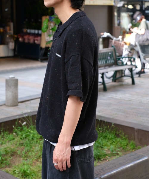 BROKEN BASE(ブロークンベース)の「ドローコードカラーネップニットポロ(ポロシャツ・メンズ・Black/Navy/アイボリー・MEDIUM/LARGE)」の16枚目の写真