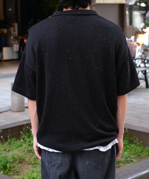BROKEN BASE(ブロークンベース)の「ドローコードカラーネップニットポロ(ポロシャツ・メンズ・Black/Navy/アイボリー・MEDIUM/LARGE)」の17枚目の写真