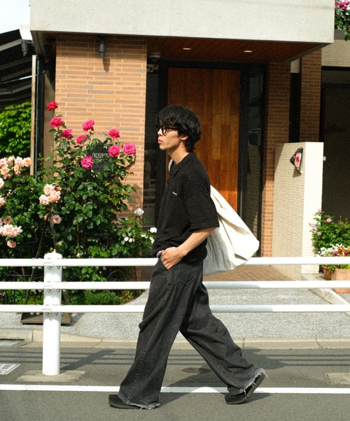 BROKEN BASE(ブロークンベース)の「ドローコードカラーネップニットポロ(ポロシャツ・メンズ・Black/Navy/アイボリー・MEDIUM/LARGE)」の10枚目の写真