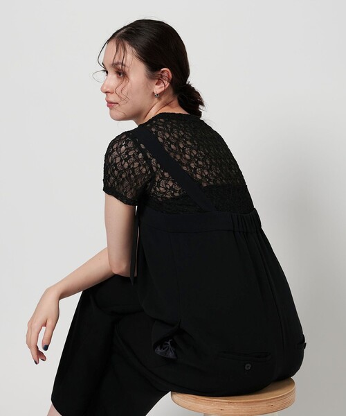 【新品】レース ショートスリーブ プルオーバー BEAUTY&YOUTH フラワーレース ショートスリーブ プルオーバー