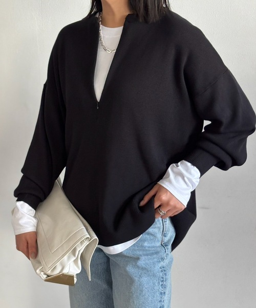 eM(エム)の「【サイズ展開あり】フロント2wayニットプルオーバー(ニット/セーター・レディース・レッド/ブラック/ネイビー系/ベージュ系・S/L/LL/M)」の9枚目の写真
