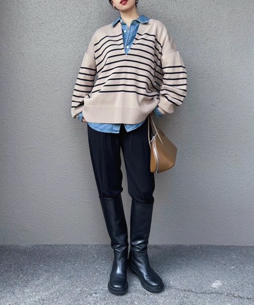 eM(エム)の「【サイズ展開あり】フロント2wayニットプルオーバー(ニット/セーター・レディース・レッド/ブラック/ネイビー系/ベージュ系・S/L/LL/M)」の15枚目の写真