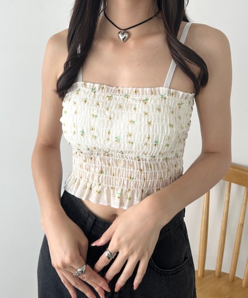 小花柄 キャミソール サロペット ウエストマーク 韓国 nr8471 87to604-25687-01b.jpg