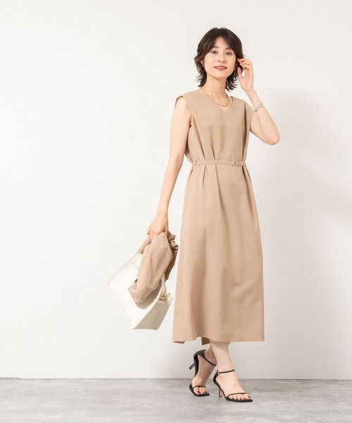 NOLLEY’S（ノーリーズ）の「ウォッシャブルエコボイル2WAYワンピース（ワンピース・レディース・キャメル/ネイビー・36/38）」の7枚目の写真