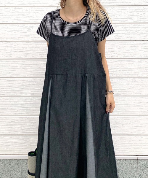 Q（キュー）の「ライトデニムバイカラーキャミワンピース（ワンピース・レディース・ブルー/ブラック・MEDIUM）」の13枚目の写真