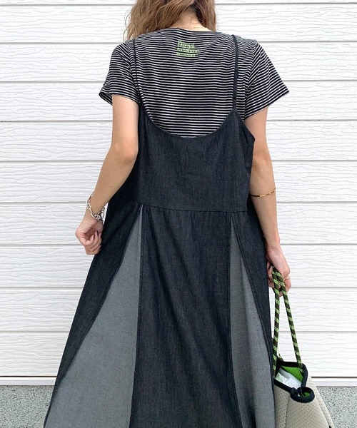 Q（キュー）の「ライトデニムバイカラーキャミワンピース（ワンピース・レディース・ブルー/ブラック・MEDIUM）」の14枚目の写真