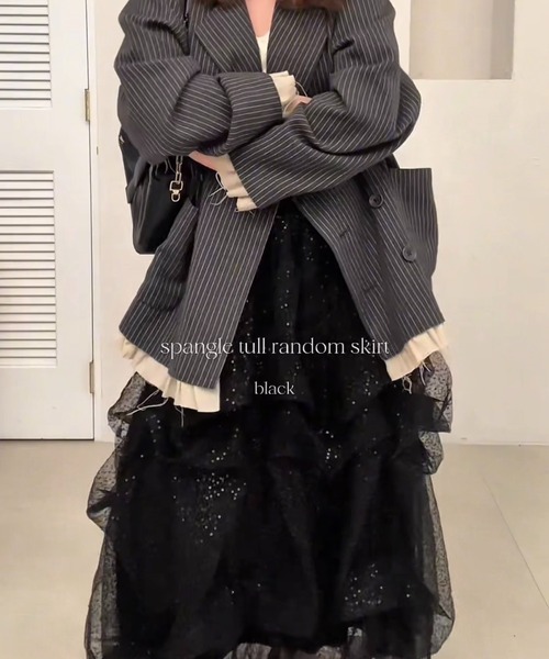 spangle tulle random skirt / スパンコールチュールランダム