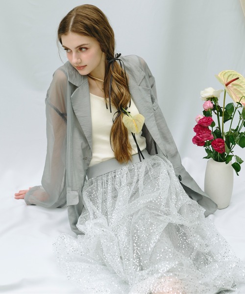 【ROTATE】エレガント♪スパンコールミディスカート spangle tulle random skirt / スパンコールチュールランダム
