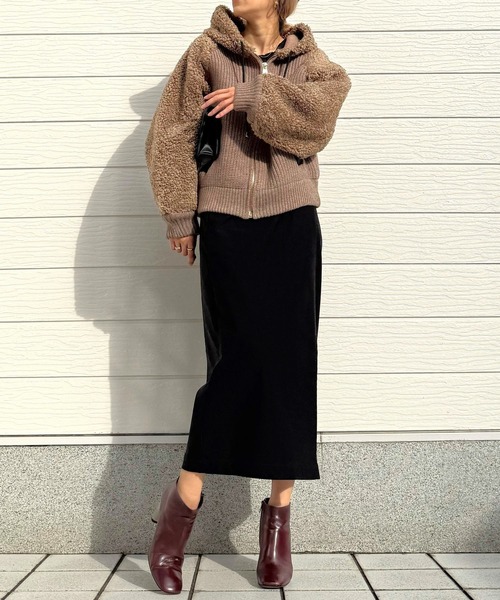 Q(キュー)の「ボアニット切替アウター(その他アウター・レディース・ブラウン/ベージュ・MEDIUM)」の13枚目の写真