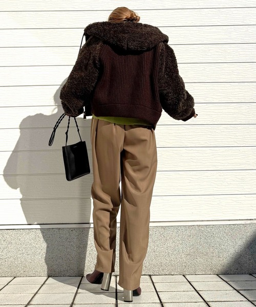 Q(キュー)の「ボアニット切替アウター(その他アウター・レディース・ブラウン/ベージュ・MEDIUM)」の14枚目の写真